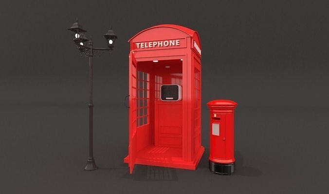 Telephone booth Low-poly 3D model