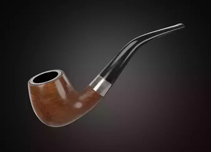 Vintage wooden tobacco pipe smoking 3D model