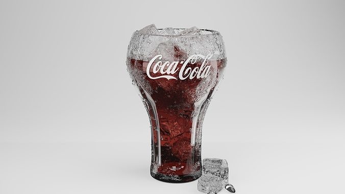 glass of cocacola with ice cubes  3D model