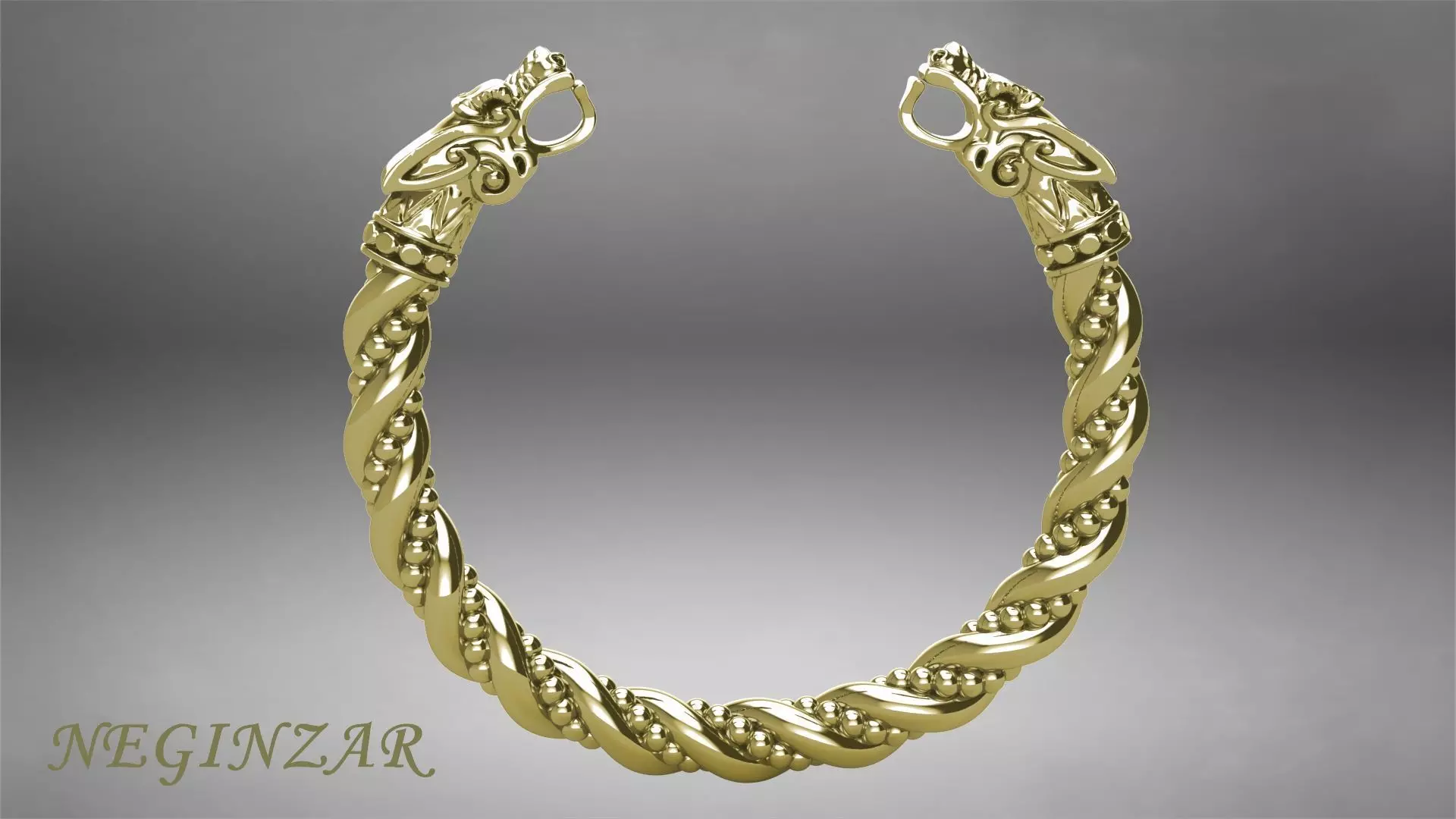 jewelry viking dragon bracelate in gold Free 3D print model