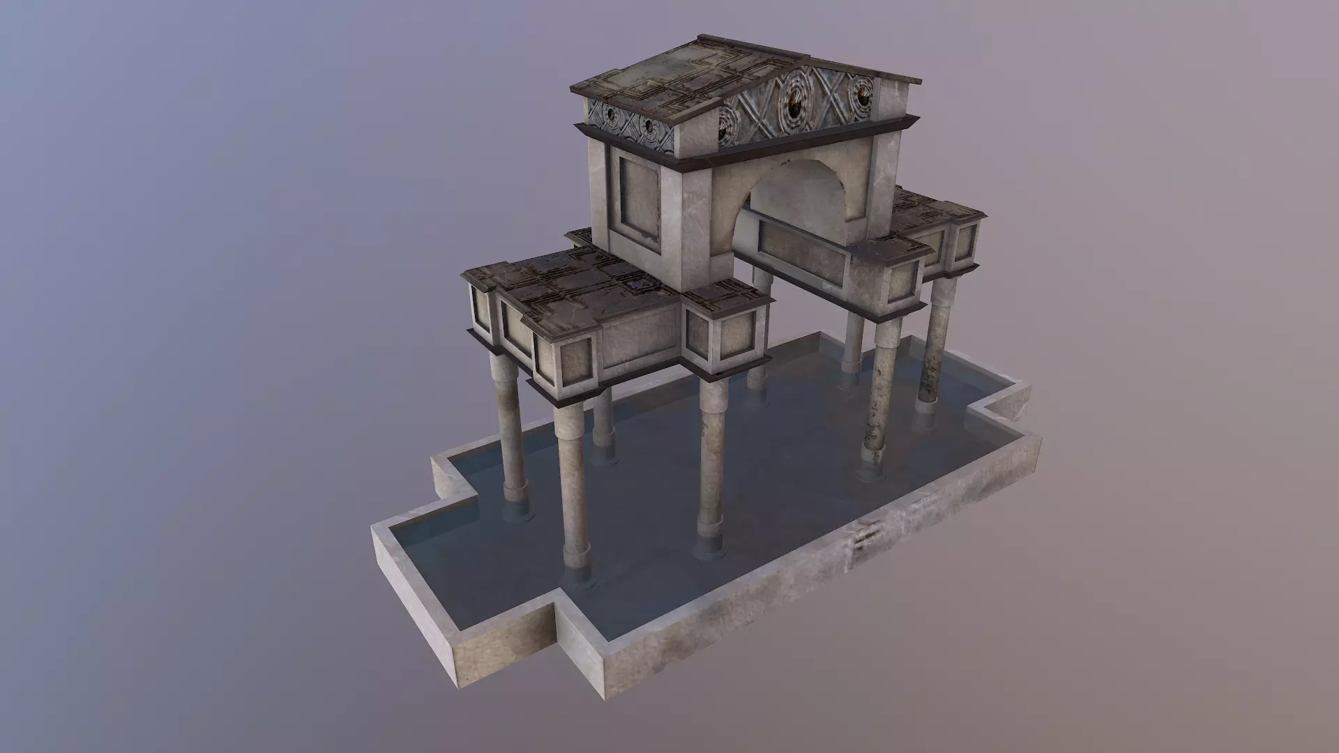 Low Poly Ornamental Pool Low-poly 3D model