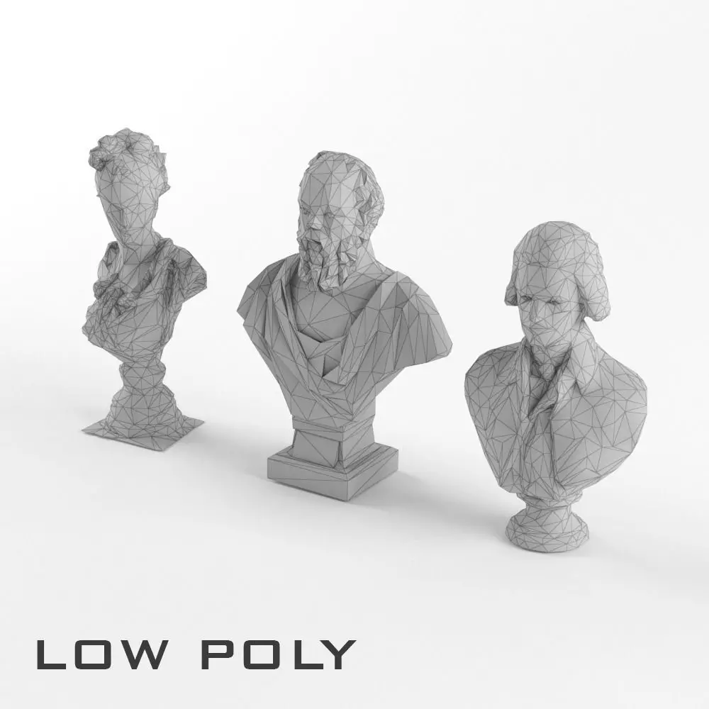Low Poly Human Sculpture Man and Woman Low-poly 3D model