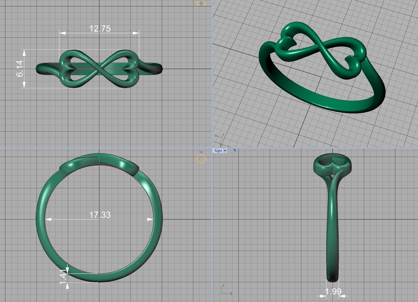 Infinity  Love Hearts Ring printable 3dmodel  3D print model_14