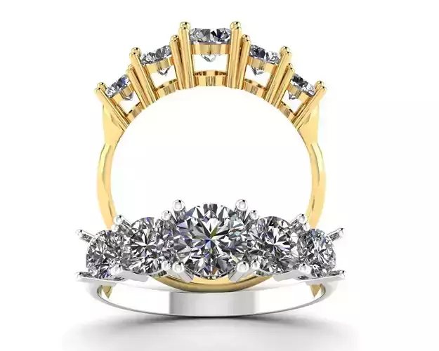 5 stone Classic Engagement ring 3dmodel 3D print model