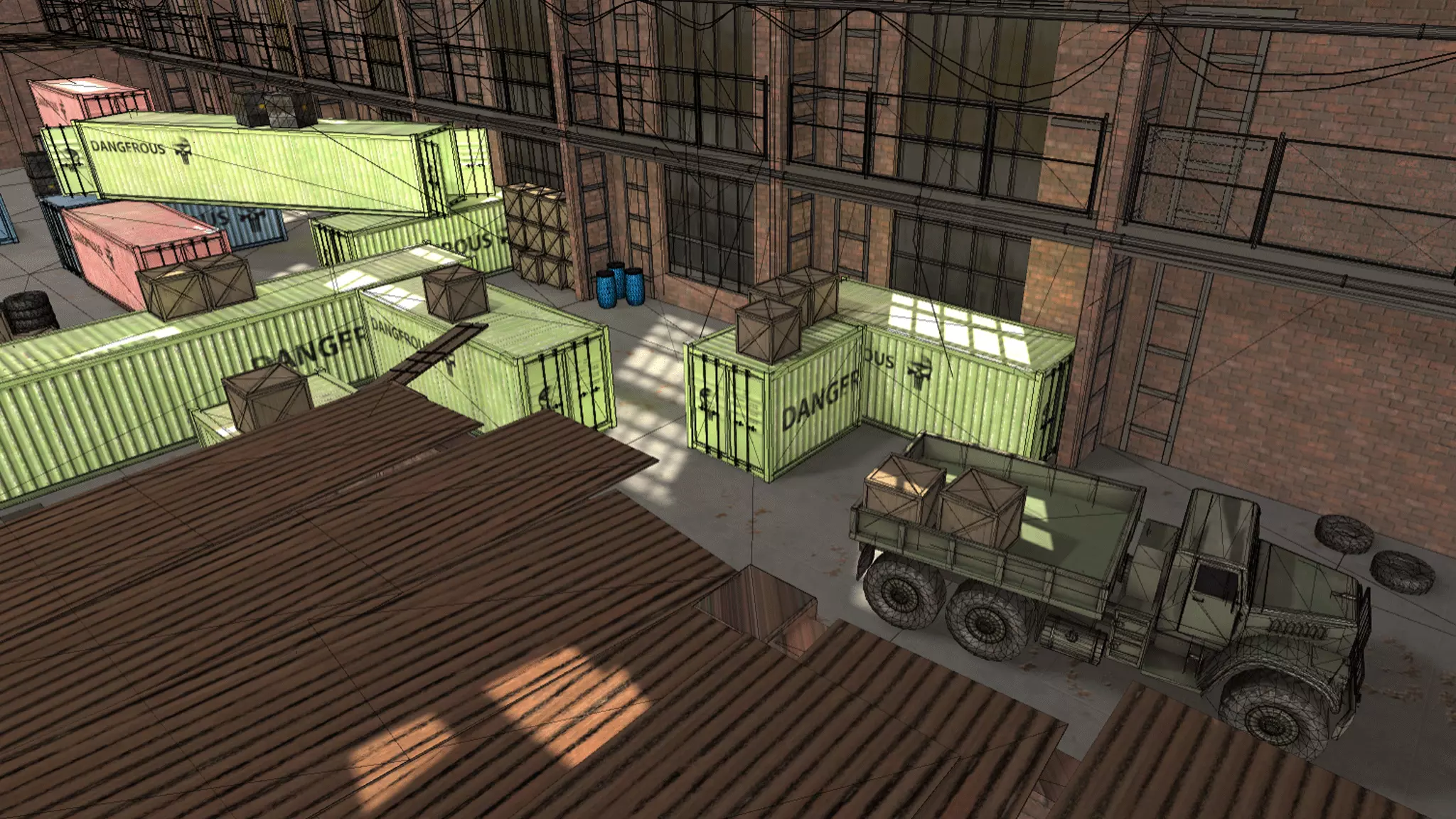 FPS Hangar - tournament map Low-poly 3D model_0