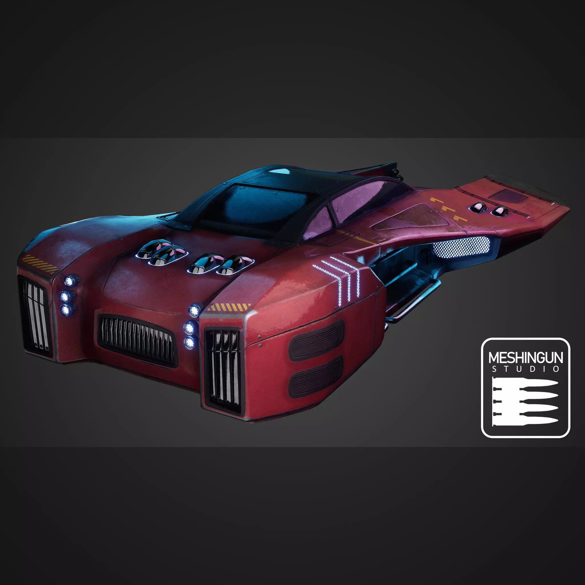 Cyber Hover Vehicle - Game Ready - 3D Model - PBR Texture Low-poly 3D model_0