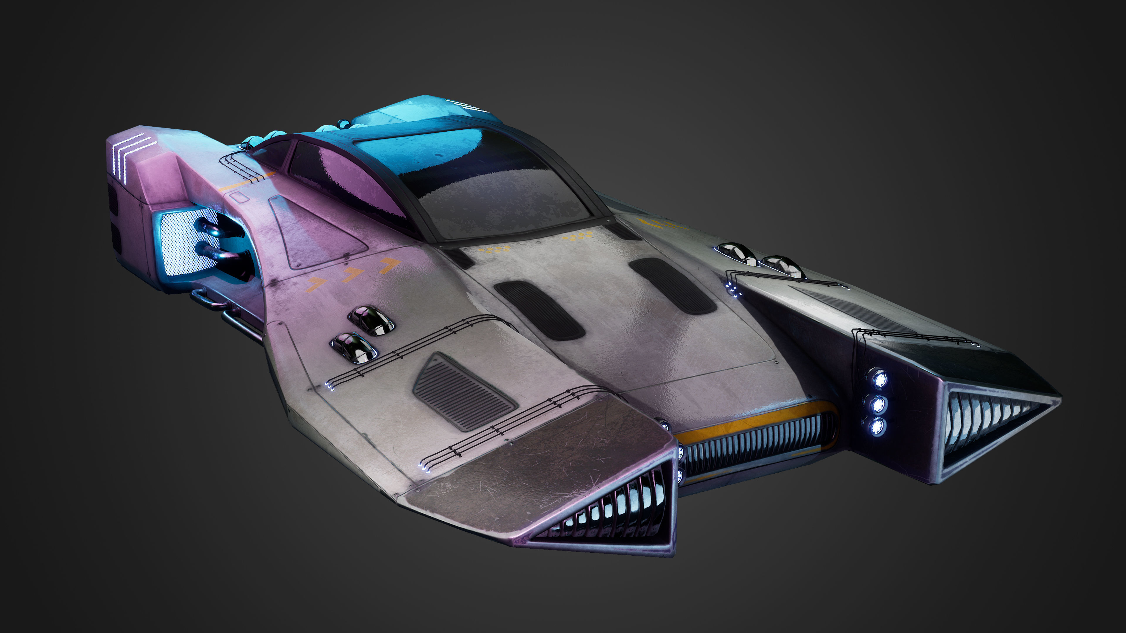 Cyber Hover Vehicle - Game Ready - 3D Model - PBR Texture Low-poly 3D model_2