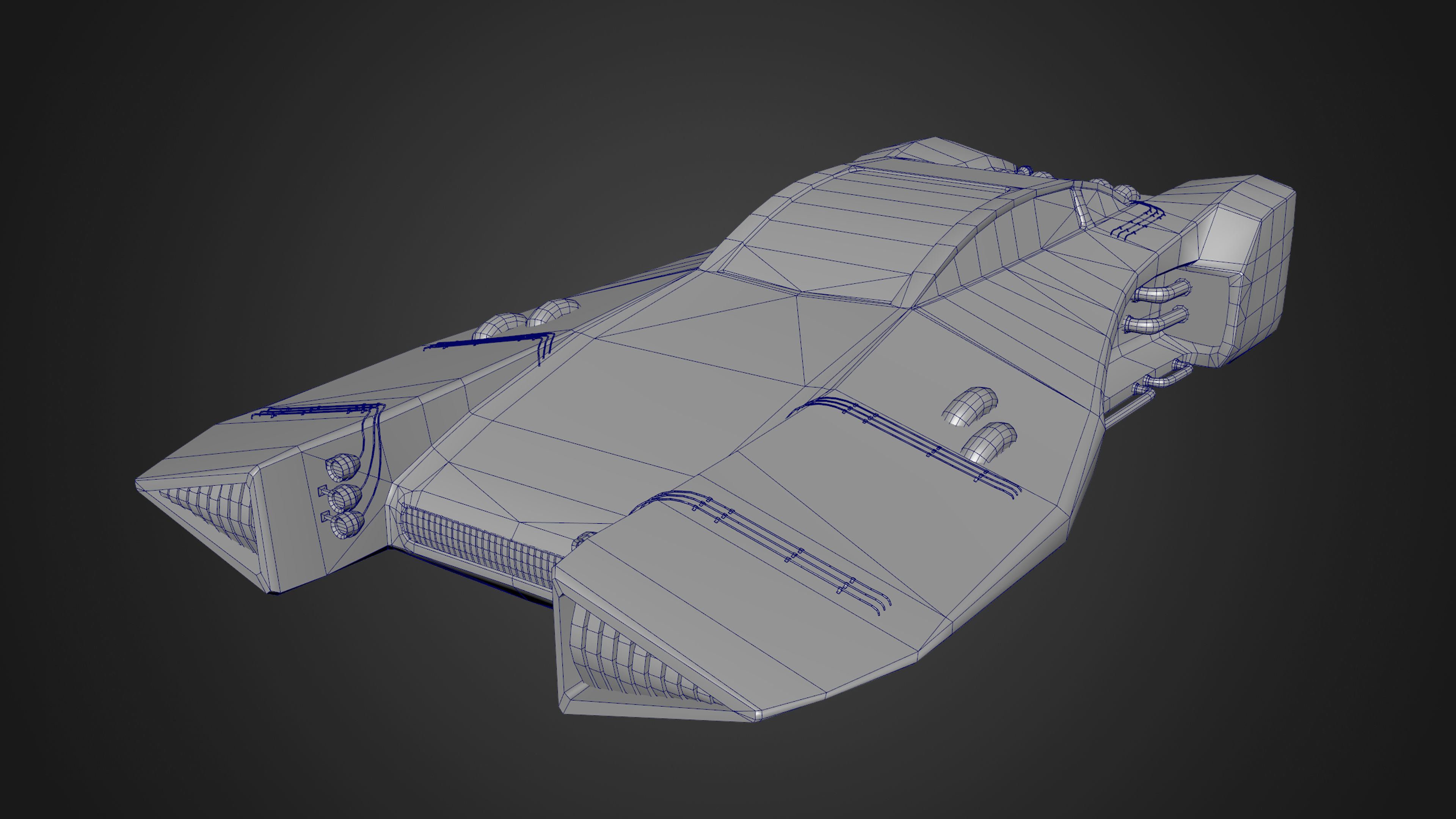 Cyber Hover Vehicle - Game Ready - 3D Model - PBR Texture Low-poly 3D model_3
