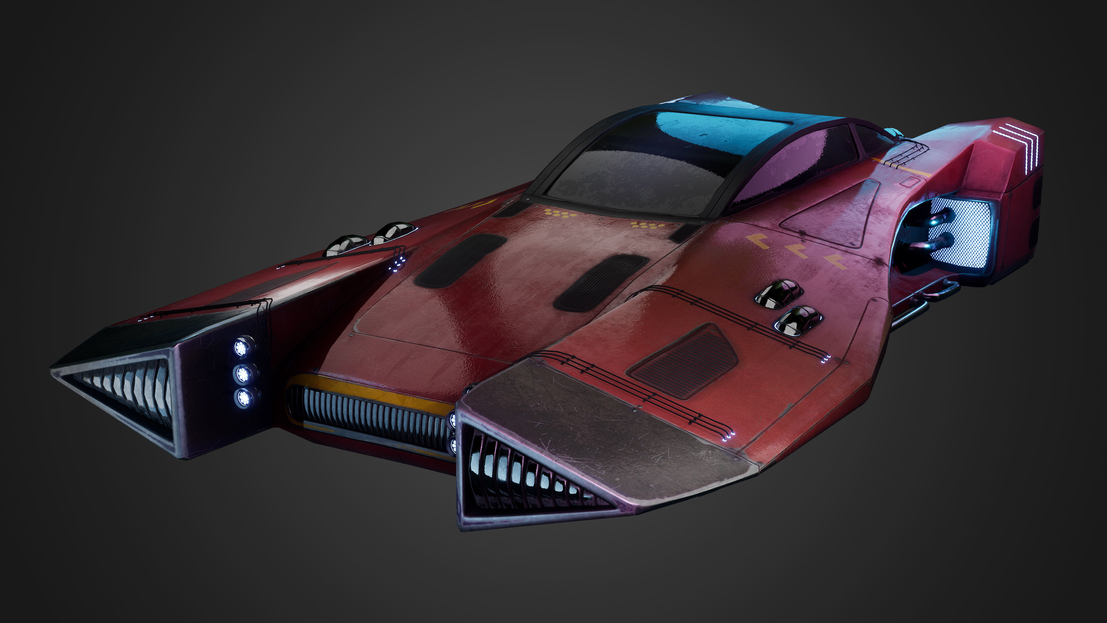 Cyber Hover Vehicle - Game Ready - 3D Model - PBR Texture Low-poly 3D model_1