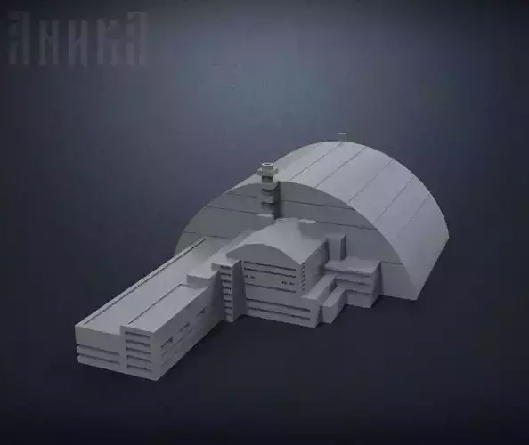 Sarcophagus of power unit of the Chernobyl nuclear power plant 3D print model