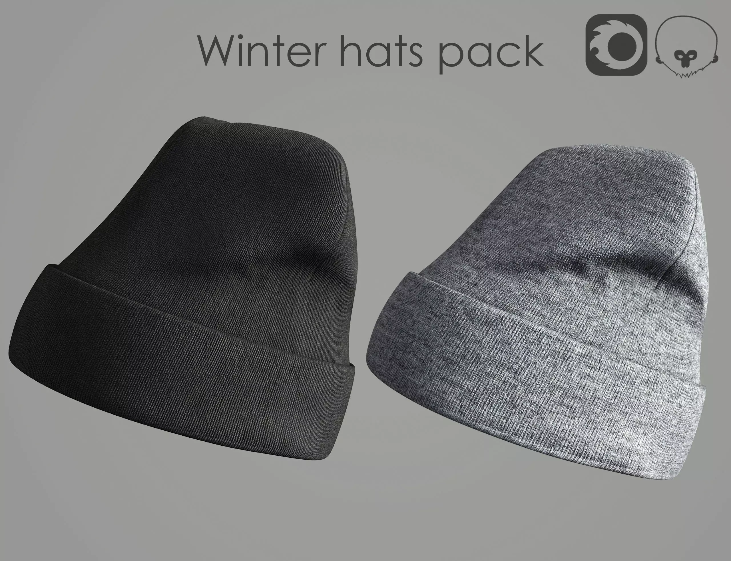 Winter hats pack 3D Model Collection_0