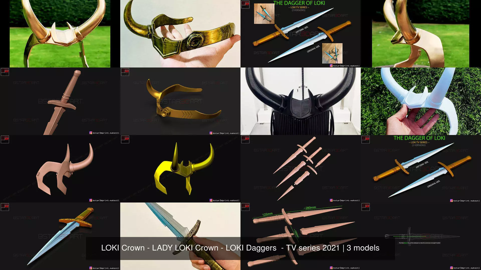  LOKI Crown - LADY LOKI Crown - LOKI Daggers  - TV series 2021 3D Model Collection_0