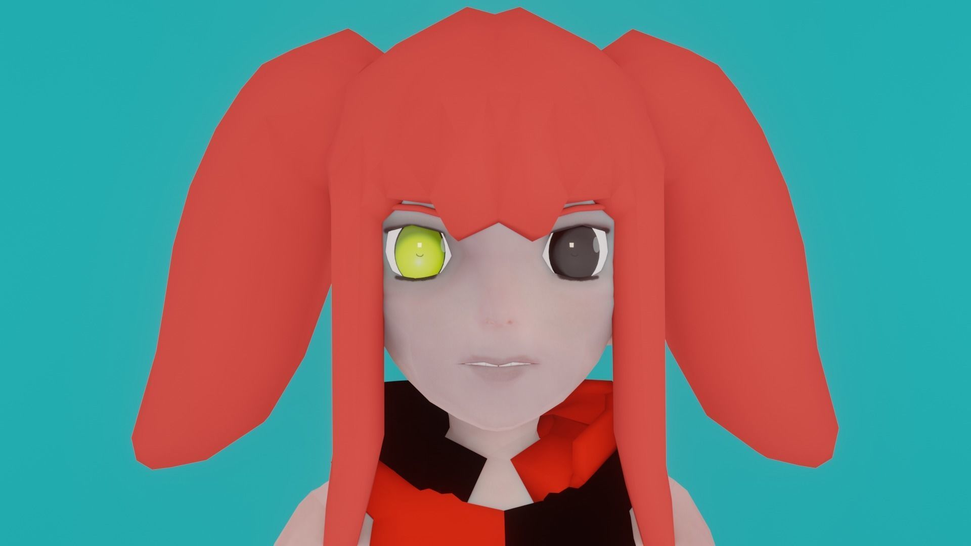 Female Anime OC Ren Low-poly 3D model_5