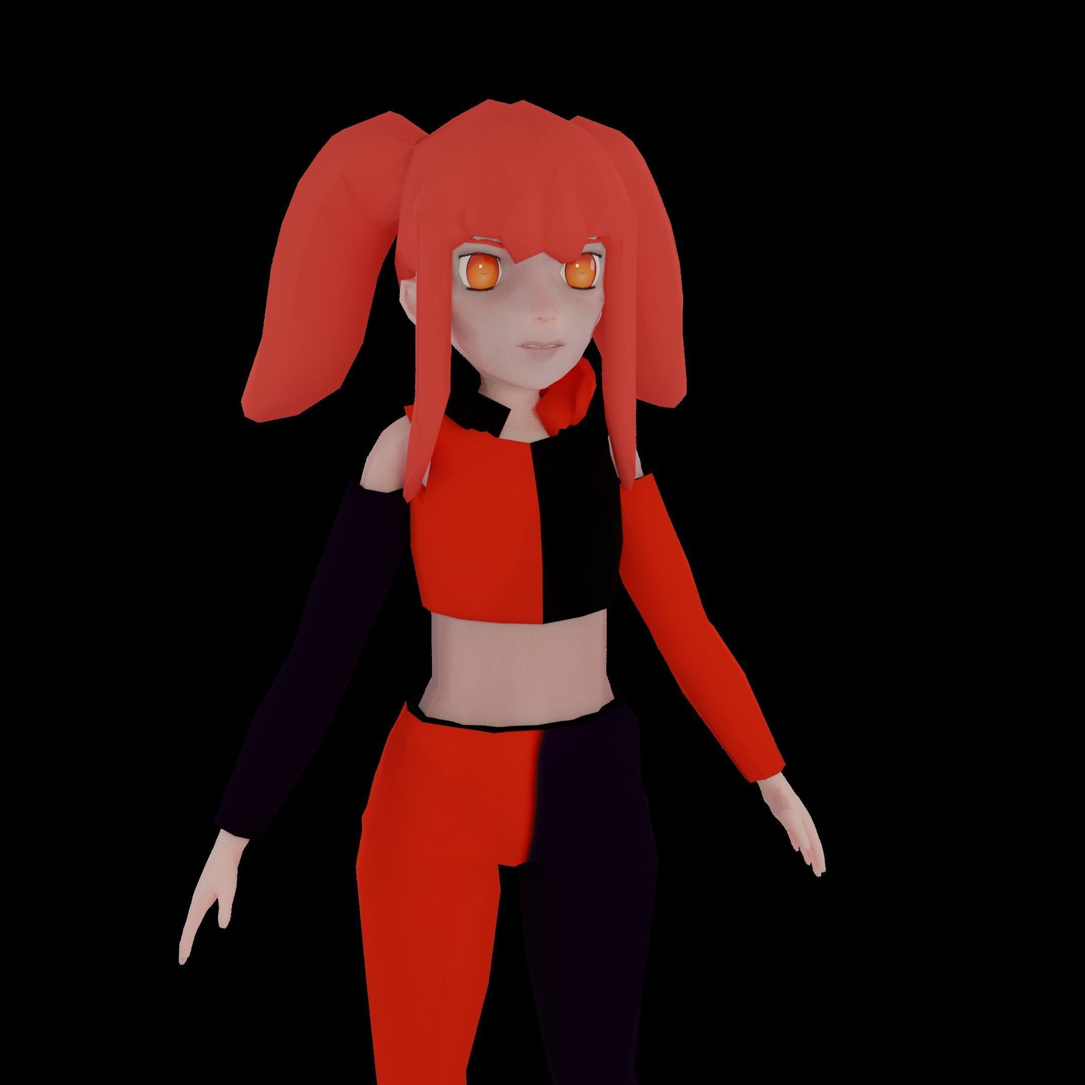 Female Anime OC Ren Low-poly 3D model_12