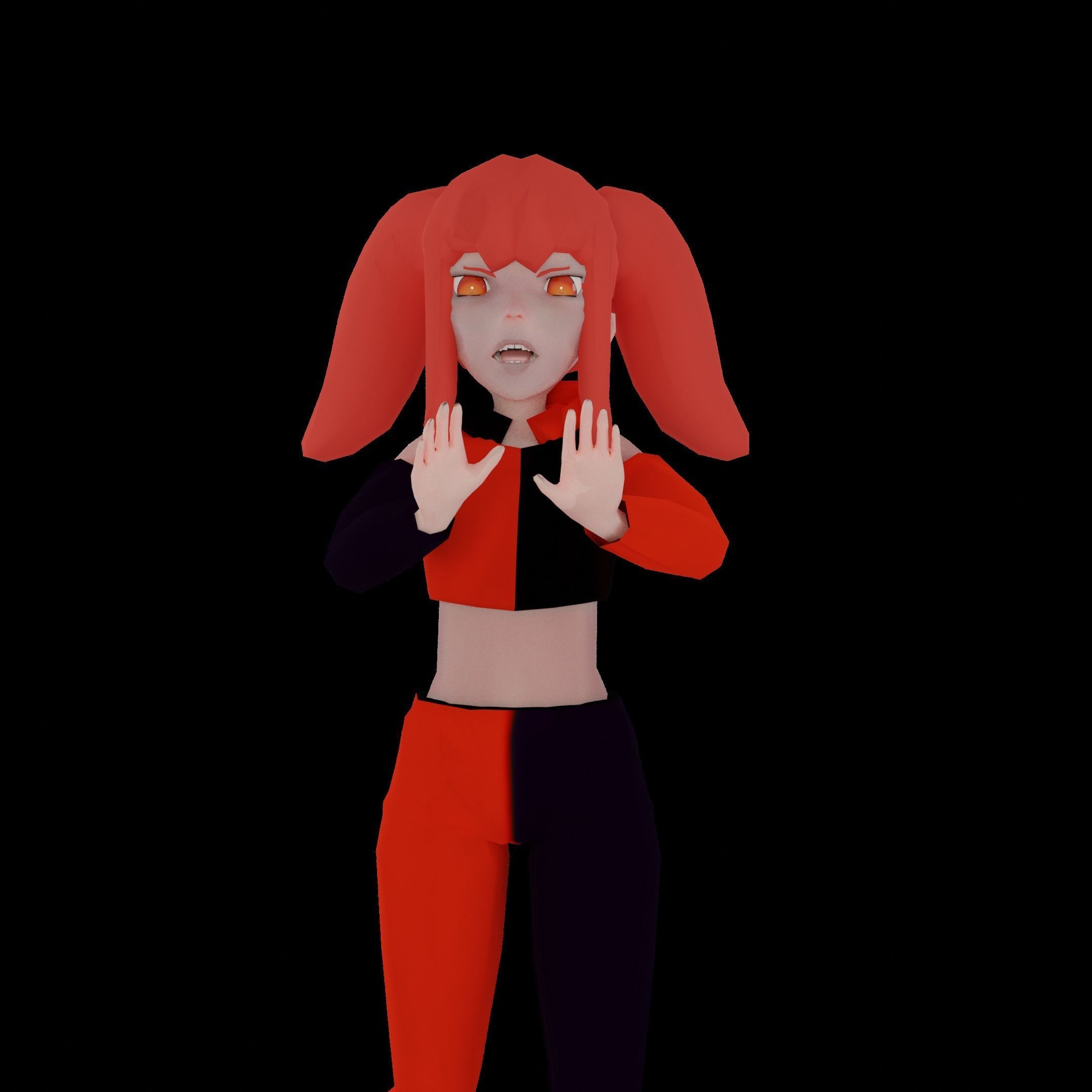 Female Anime OC Ren Low-poly 3D model_13