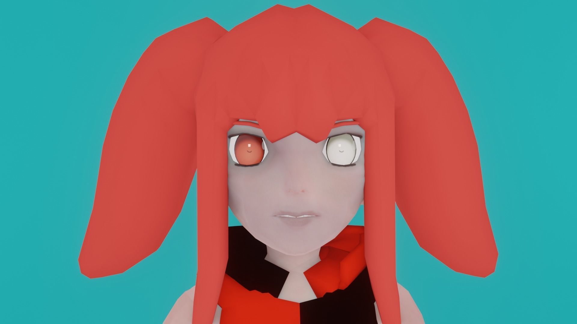 Female Anime OC Ren Low-poly 3D model_10