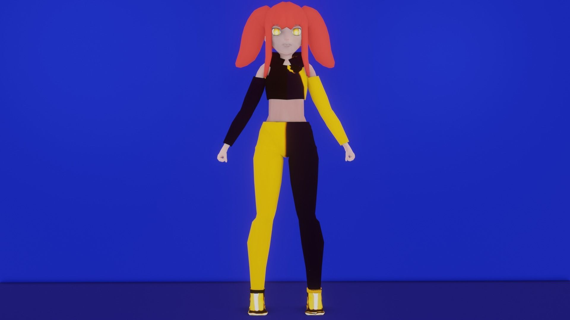 Female Anime OC Ren Low-poly 3D model_14