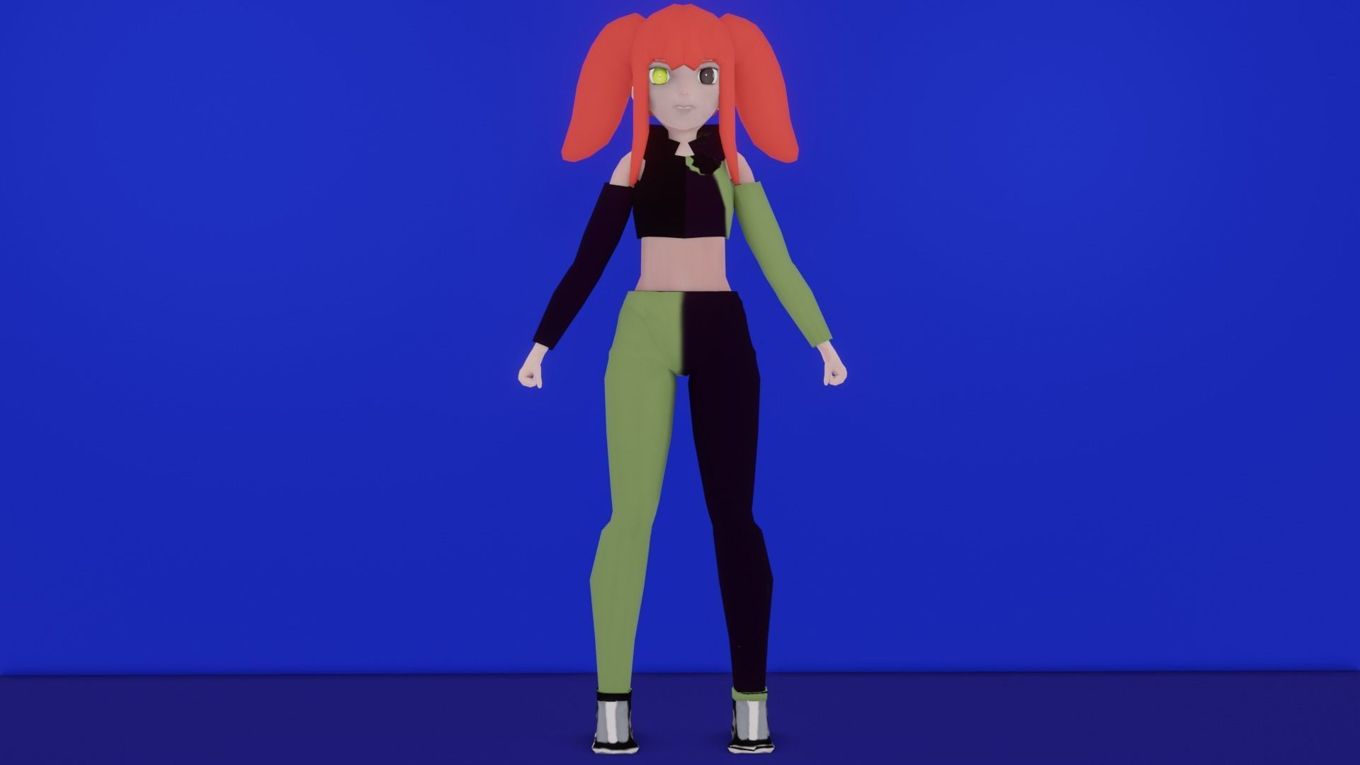 Female Anime OC Ren Low-poly 3D model_9