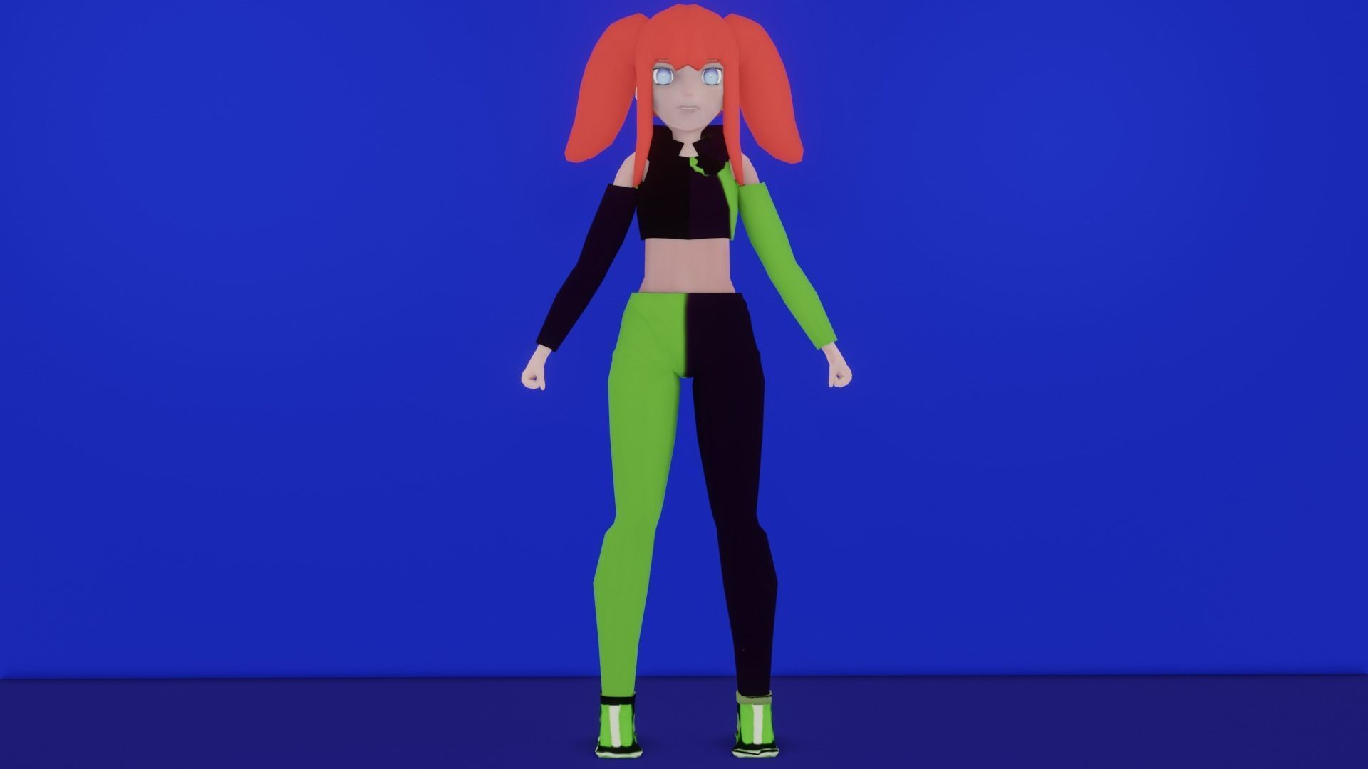 Female Anime OC Ren Low-poly 3D model_3
