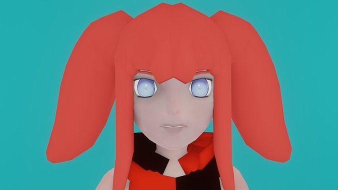 Female Anime OC Ren Low-poly 3D model