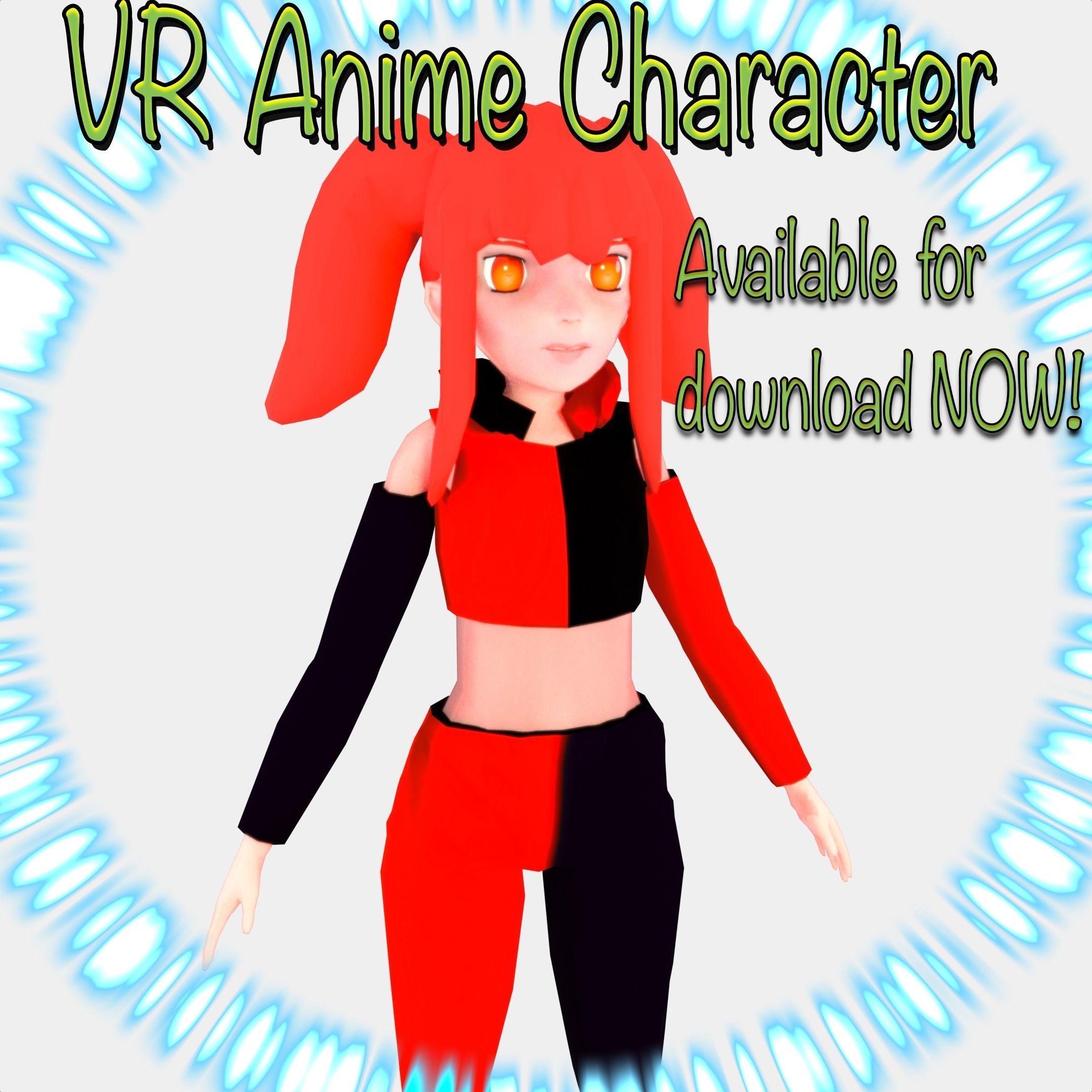 Female Anime OC Ren Low-poly 3D model_11