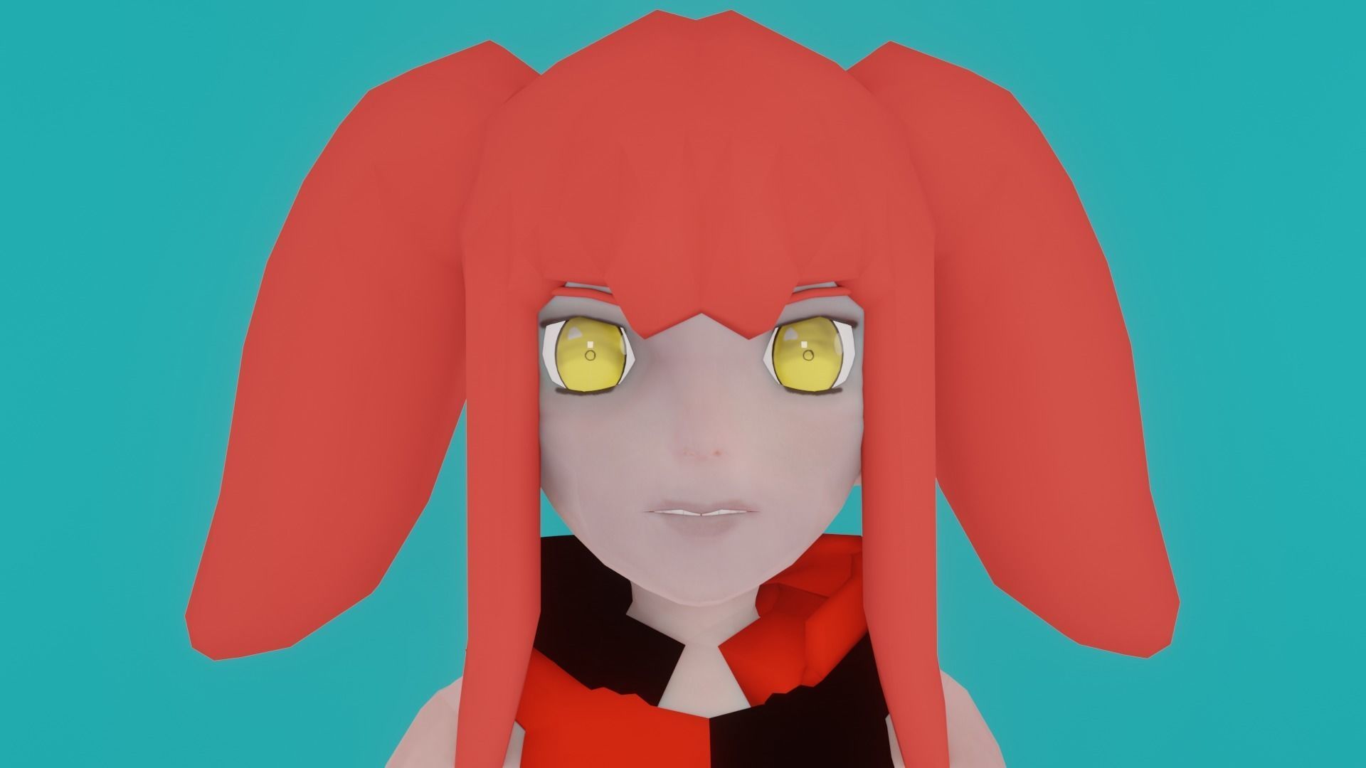 Female Anime OC Ren Low-poly 3D model_4