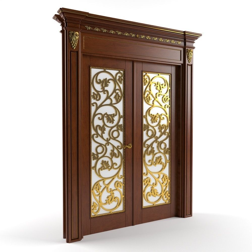 wood door Bakokko double-wing 3D model_1