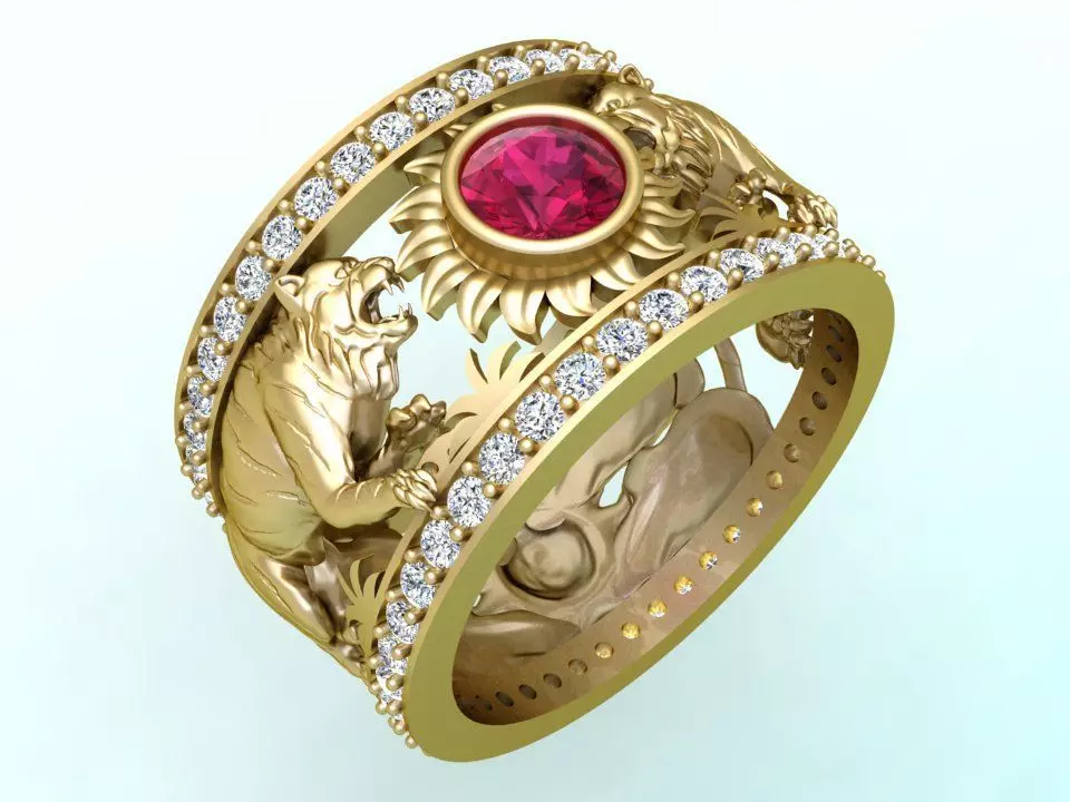 Double Tiger ring - Tiger ring - Mens ring - N6890 3D print model