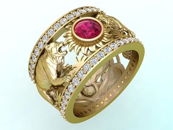 Double Tiger ring  - Tiger ring 3D print model