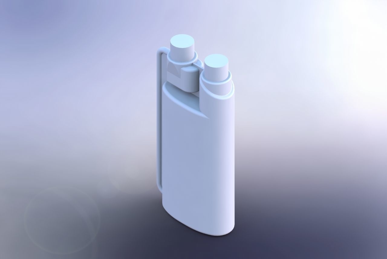 500ml bottle with 50 ml scale cup together Low-poly 3D model_1