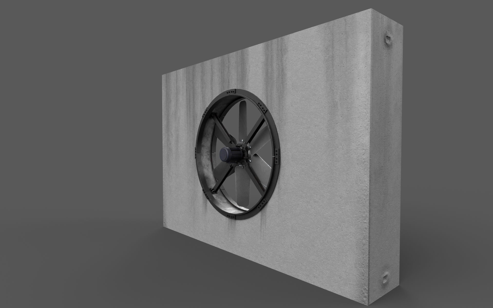 Industrial fan Low-poly 3D model_1