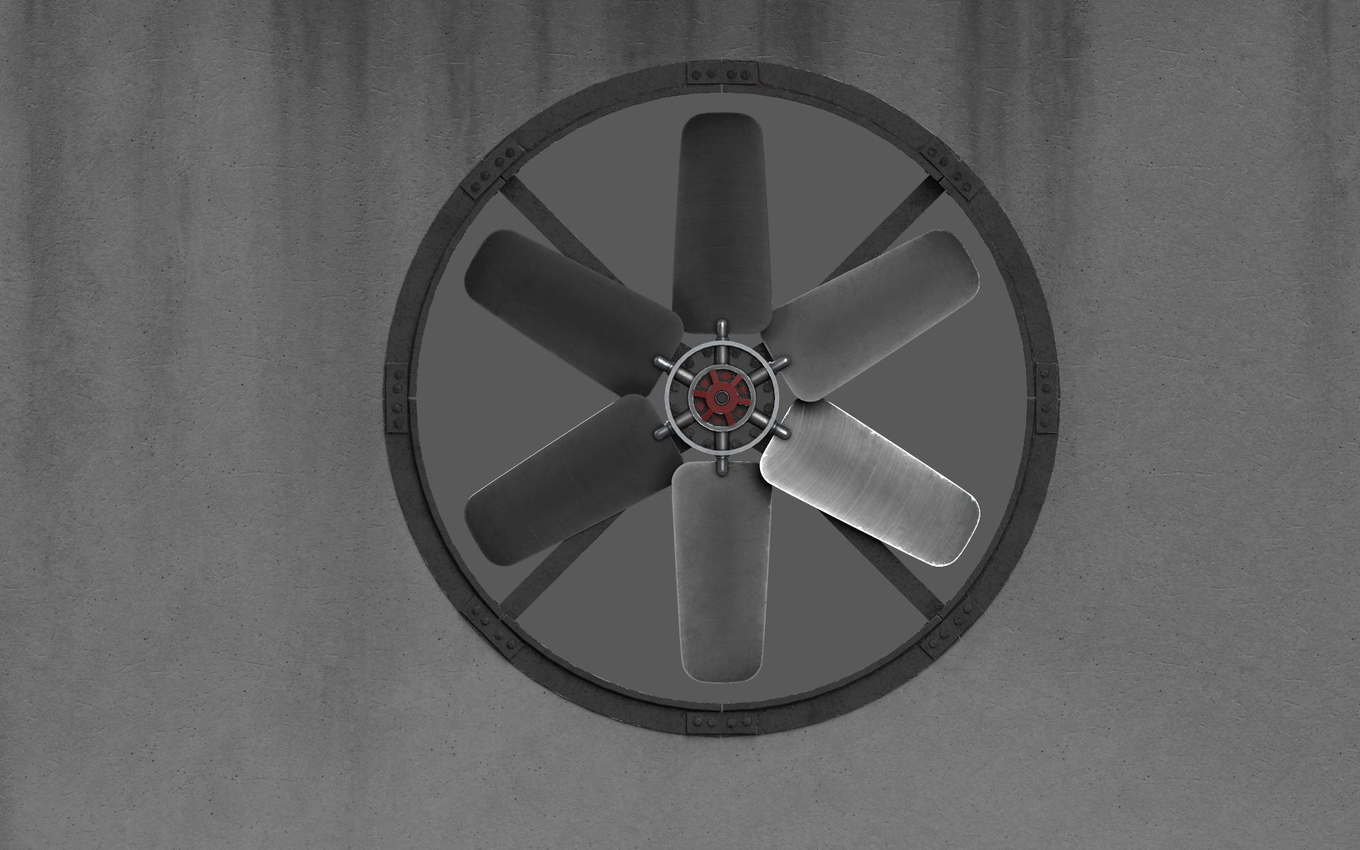 Industrial fan Low-poly 3D model_4