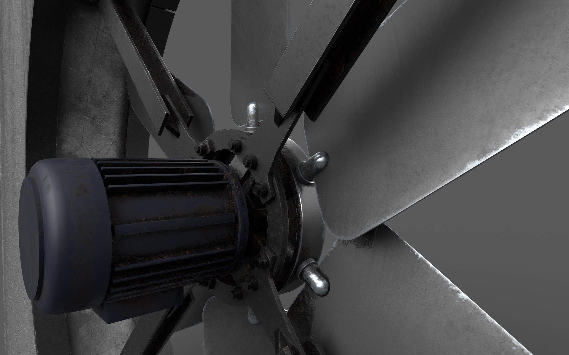 Industrial fan Low-poly 3D model_8