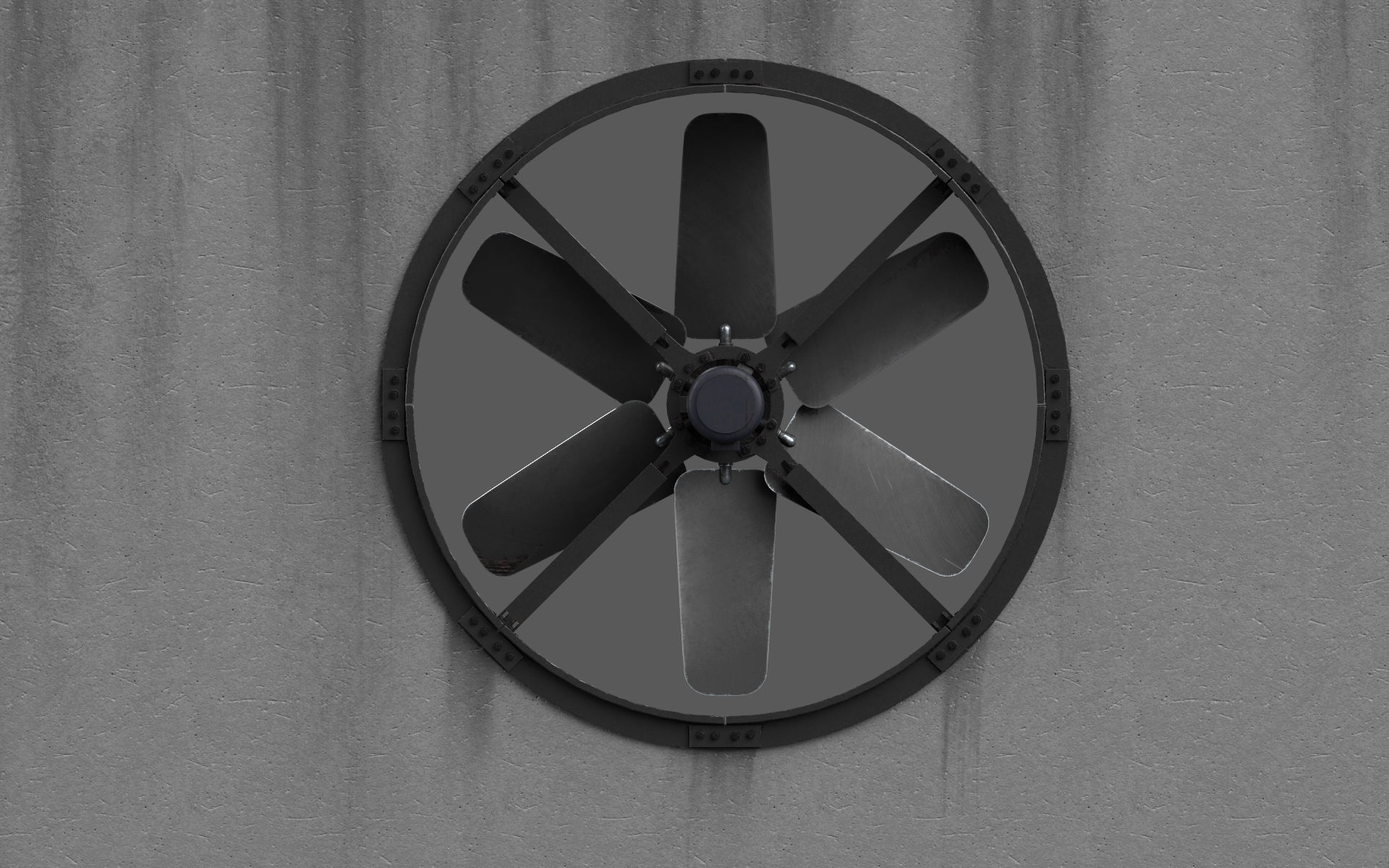 Industrial fan Low-poly 3D model_3