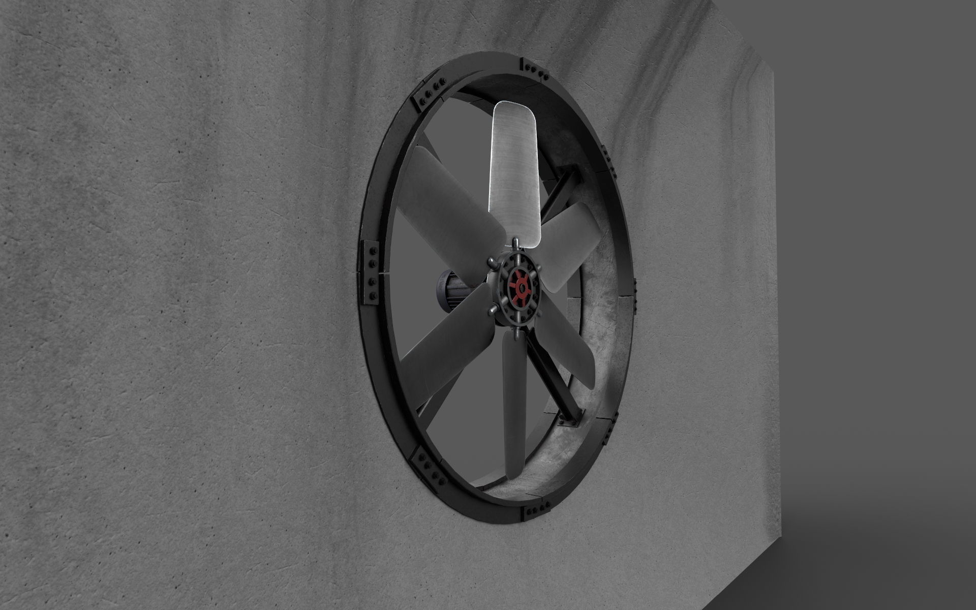 Industrial fan Low-poly 3D model_5