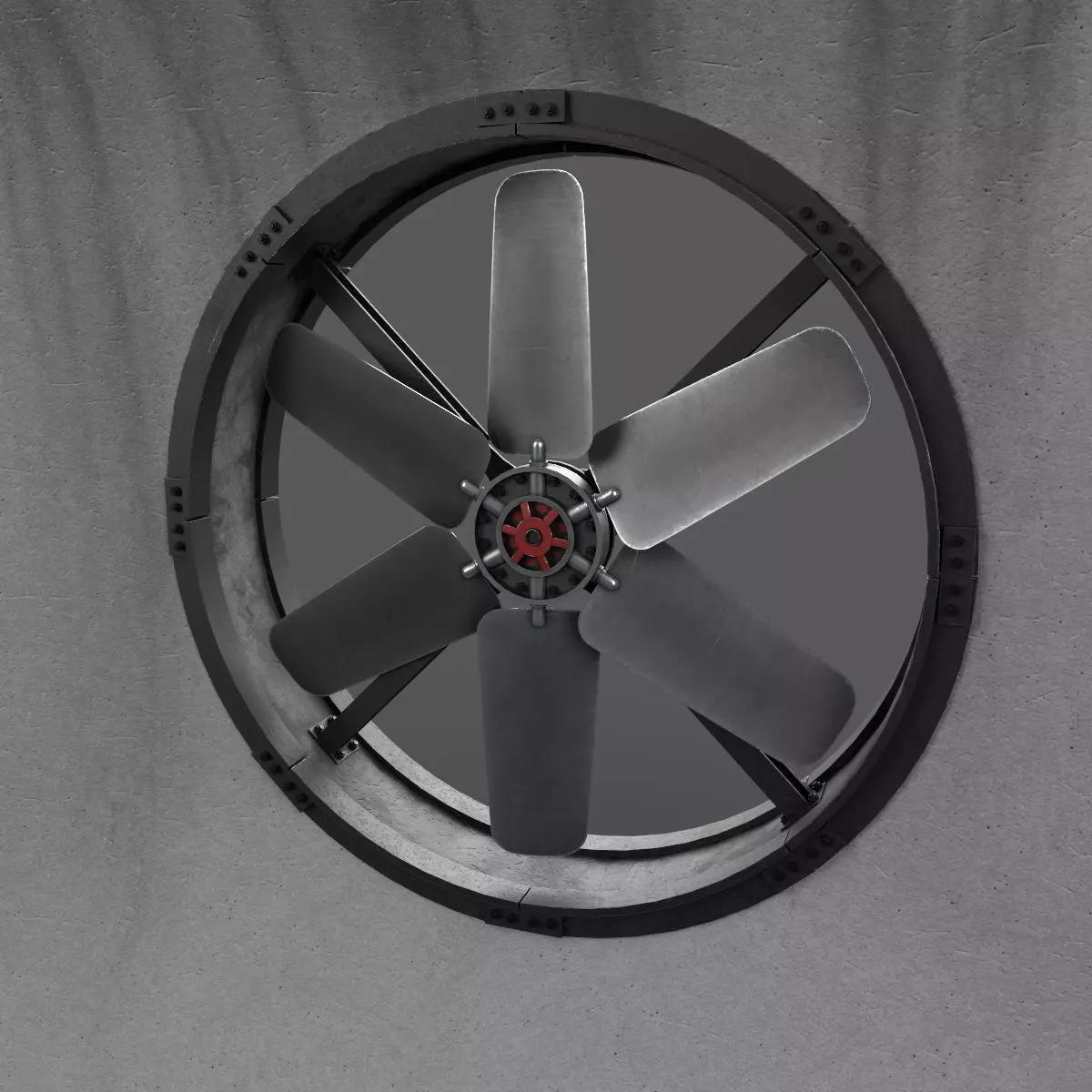 Industrial fan Low-poly 3D model_0