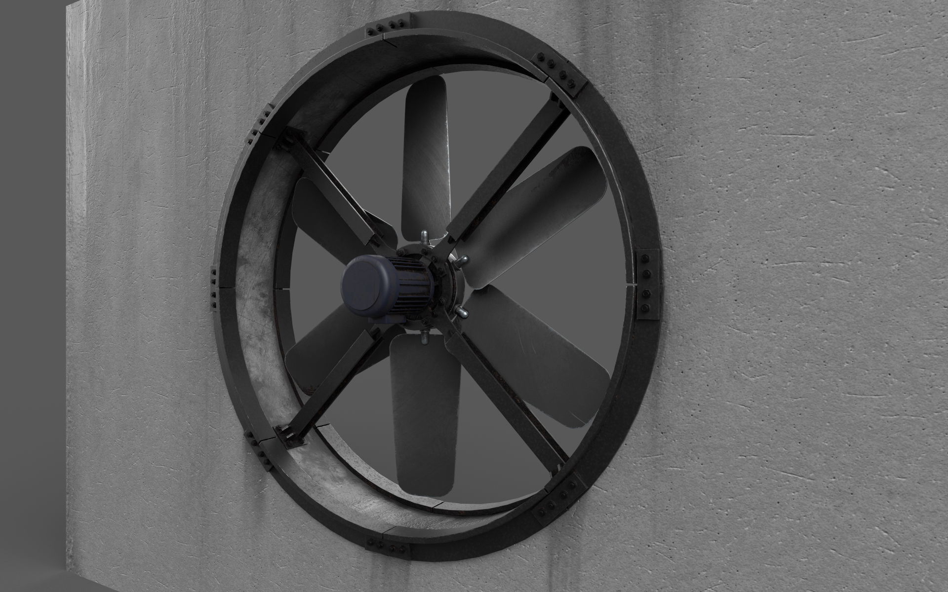 Industrial fan Low-poly 3D model_6