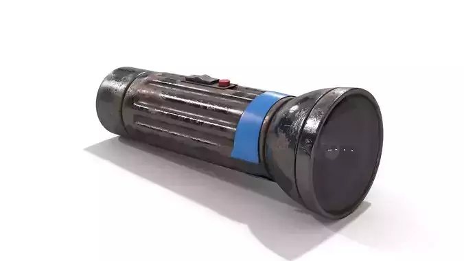 Old Metal Flashlight Low-poly 3D model