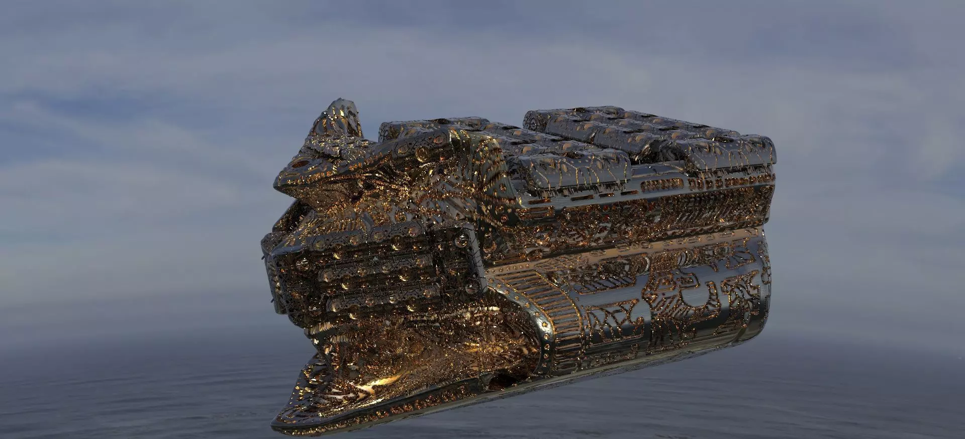 Sci-fi Ship Hull wreck 3D model