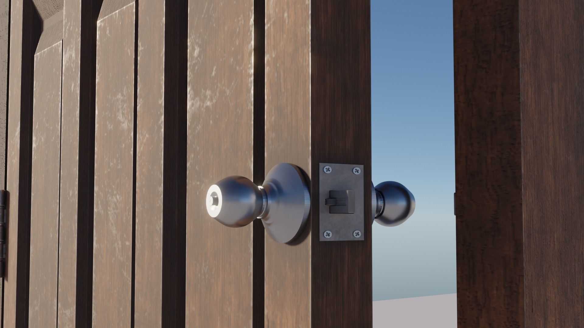 Simple Wooden door with animated 3D model_9