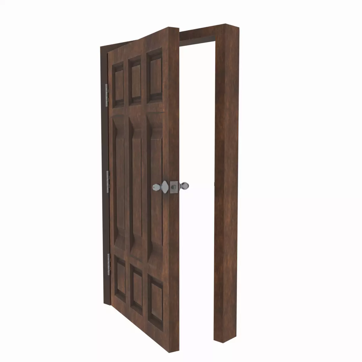 Simple Wooden door with animated 3D model_0