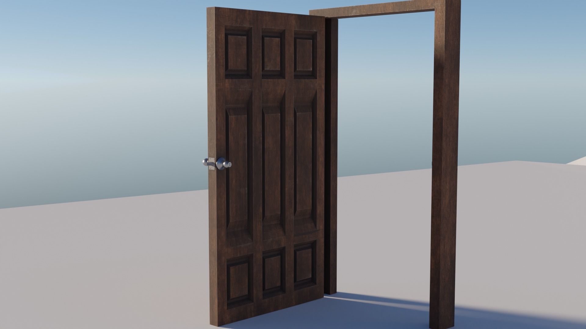 Simple Wooden door with animated 3D model_8