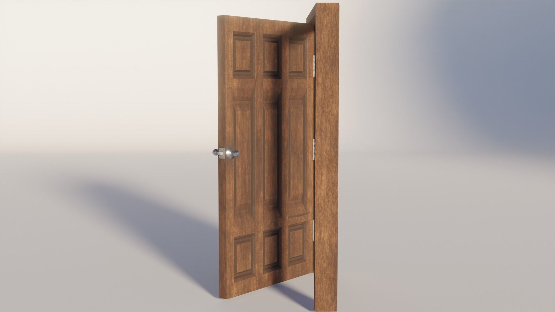 Simple Wooden door with animated 3D model_3