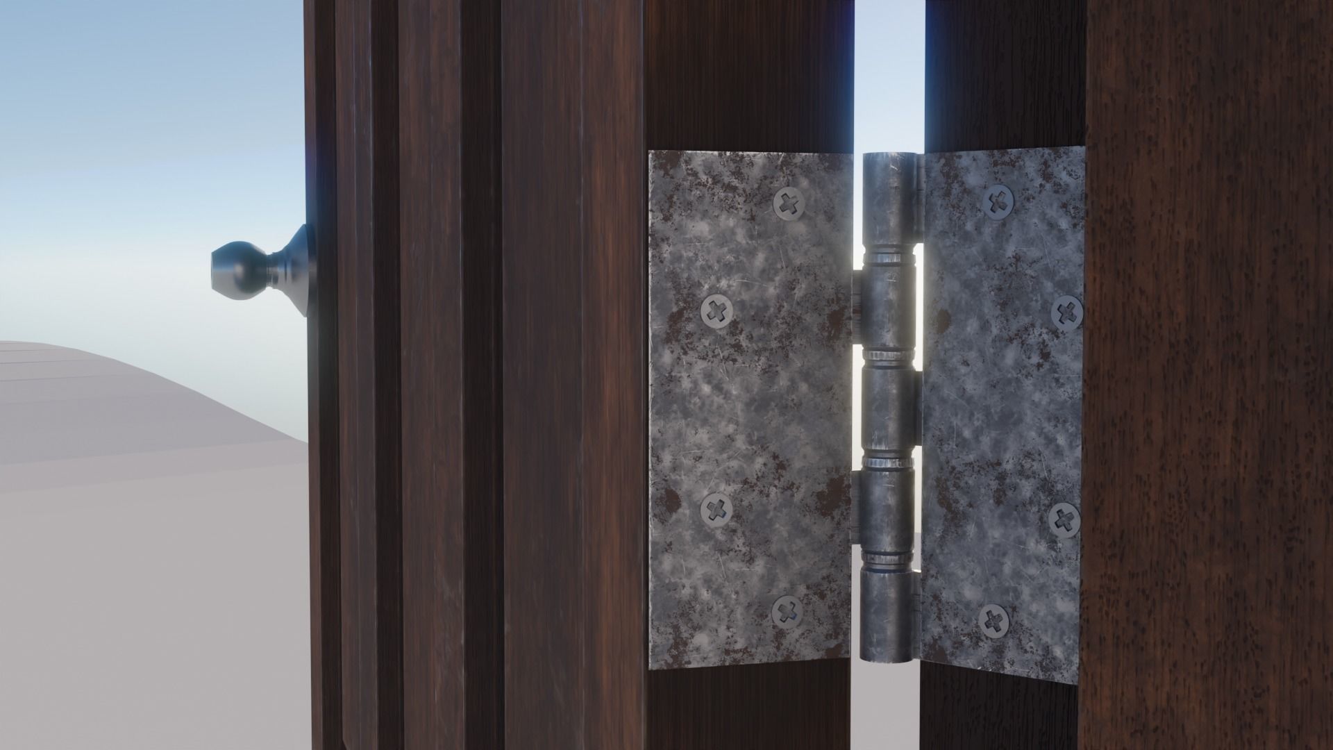 Simple Wooden door with animated 3D model_7