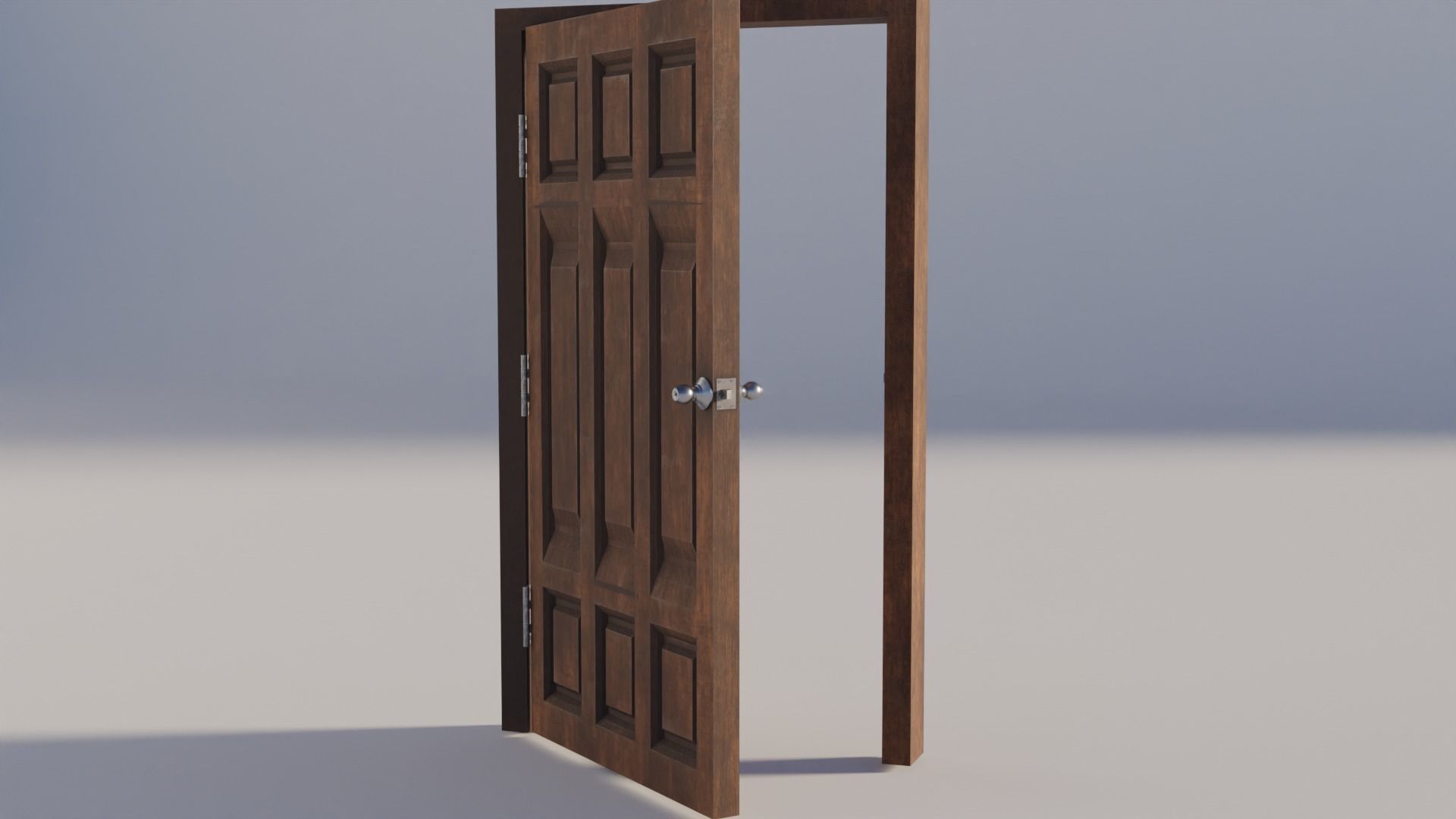 Simple Wooden door with animated 3D model_1
