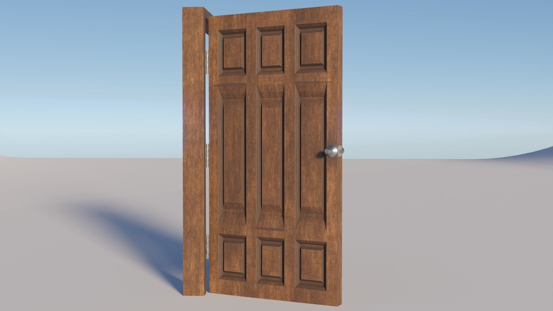 Simple Wooden door with animated 3D model_10
