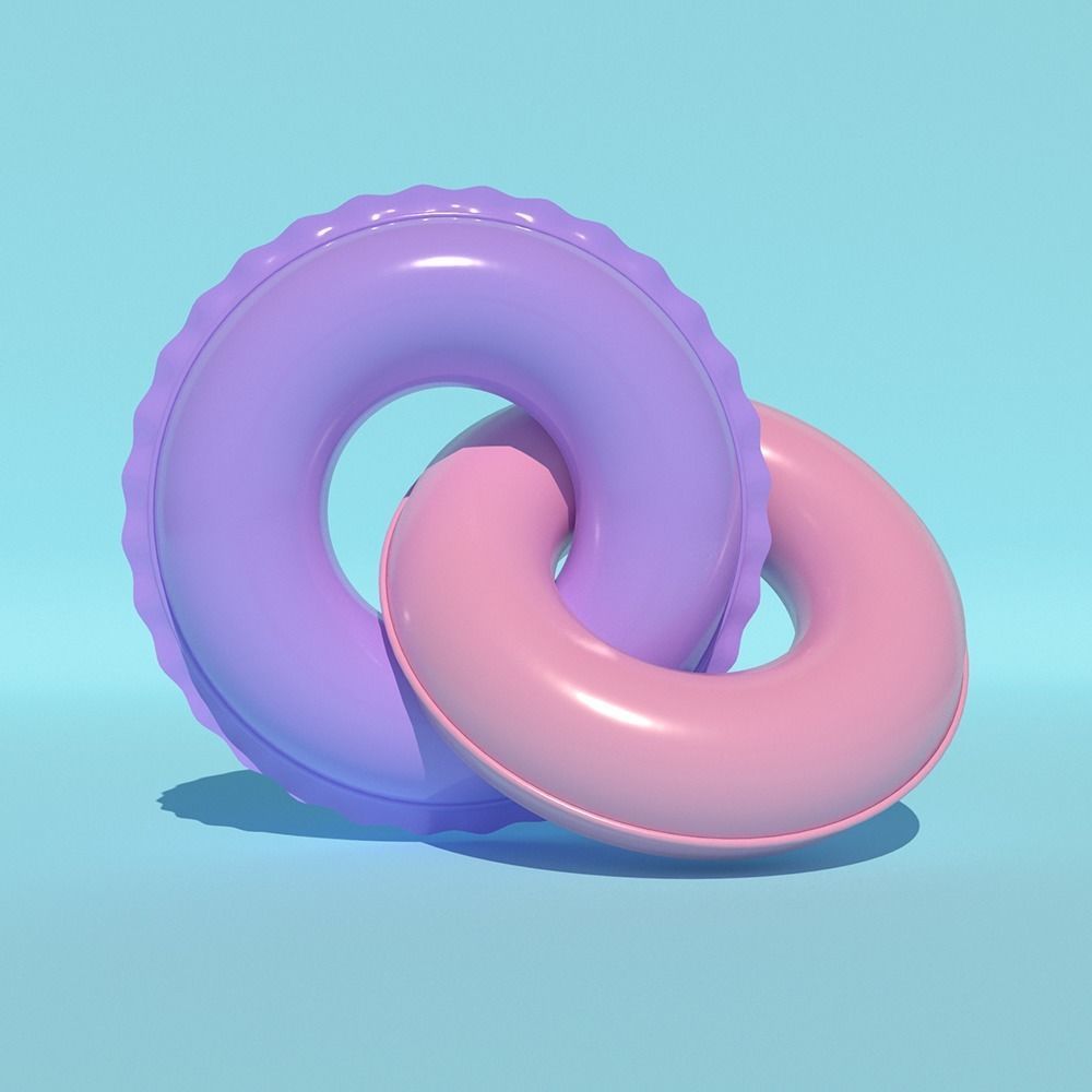 Inflatable pool set 3D model_1