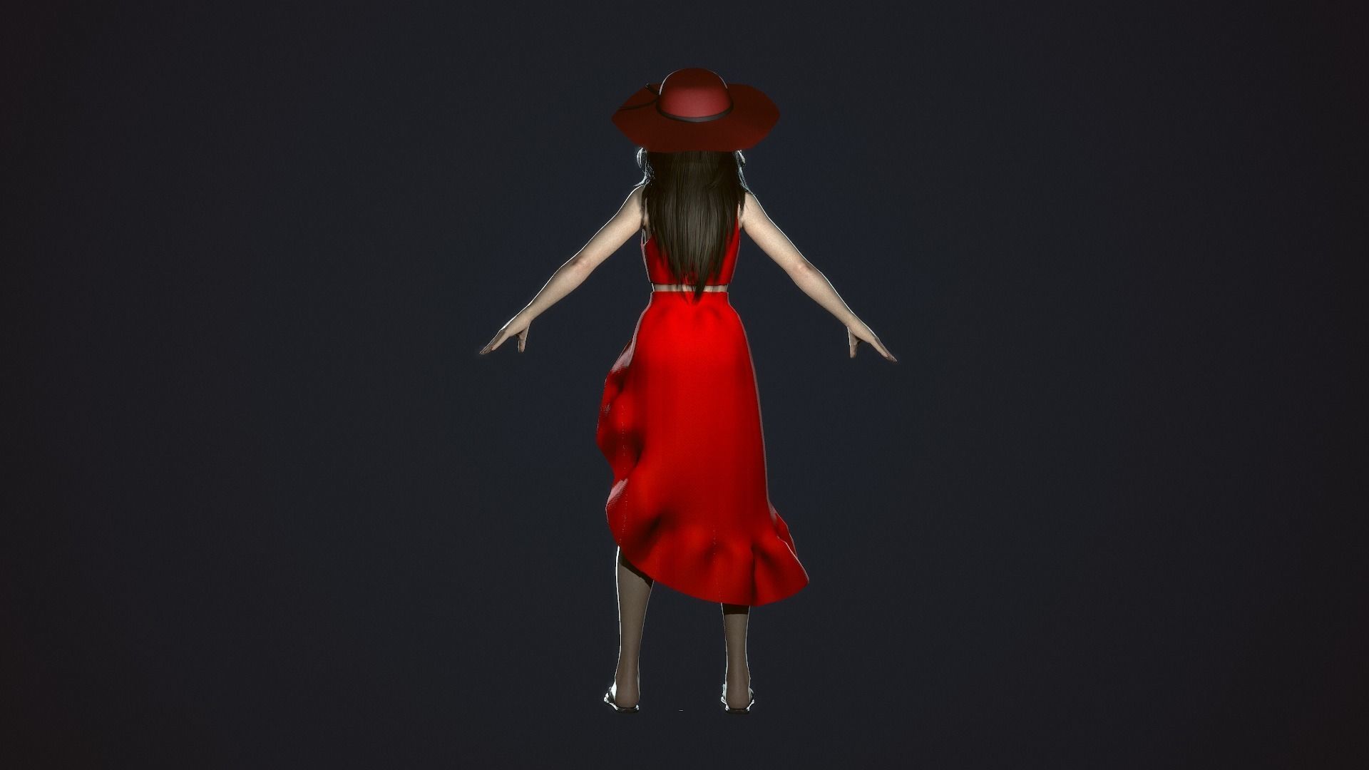 Summer Beach Girl - Game Ready  Low-poly 3D model_8