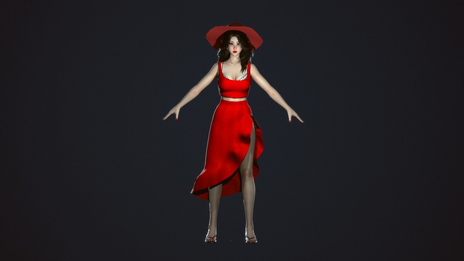 Summer Beach Girl - Game Ready  Low-poly 3D model_7