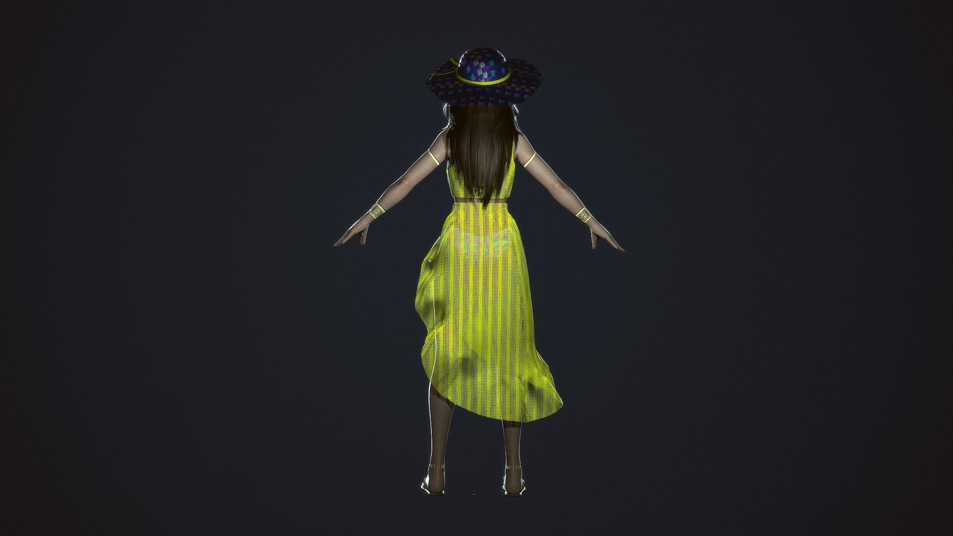 Summer Beach Girl - Game Ready  Low-poly 3D model_10